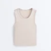 Tricou cu nervuri și bretele late, din bumbac și modal Tricou cu nervuri și bretele late, din bumbac și modal