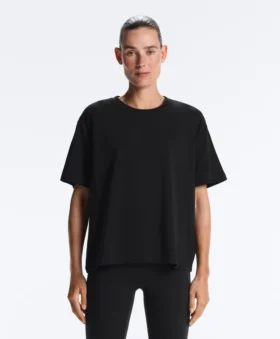 Tricou drept, cu mâneci scurte, din amestec de bumbac
