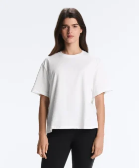 Tricou drept, cu mâneci scurte, din amestec de bumbac