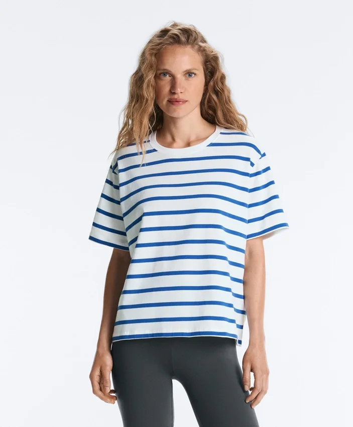 Tricou drept, cu mâneci scurte, din amestec de bumbac Tricou drept, cu mâneci scurte, din amestec de bumbac