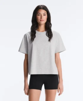 Tricou drept, cu mâneci scurte, din amestec de bumbac