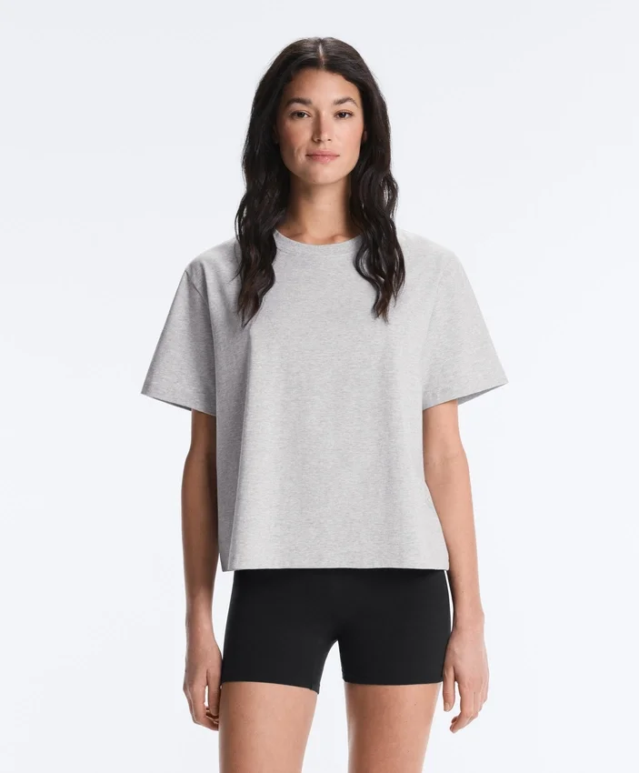 Tricou drept, cu mâneci scurte, din amestec de bumbac Tricou drept, cu mâneci scurte, din amestec de bumbac