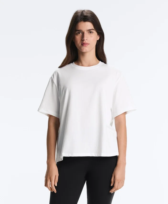 Tricou drept, cu mâneci scurte, din amestec de bumbac Tricou drept, cu mâneci scurte, din amestec de bumbac
