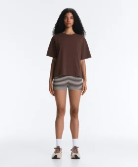 Tricou drept, cu mâneci scurte, din amestec de bumbac
