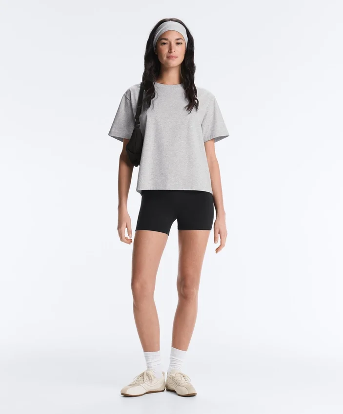 Tricou drept, cu mâneci scurte, din amestec de bumbac Tricou drept, cu mâneci scurte, din amestec de bumbac