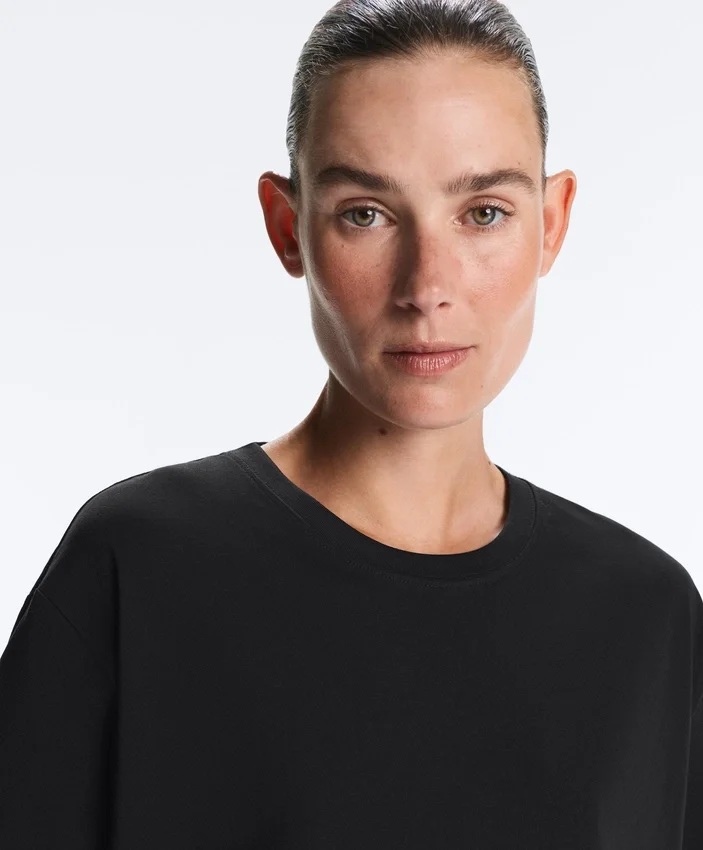 Tricou drept, cu mâneci scurte, din amestec de bumbac Tricou drept, cu mâneci scurte, din amestec de bumbac
