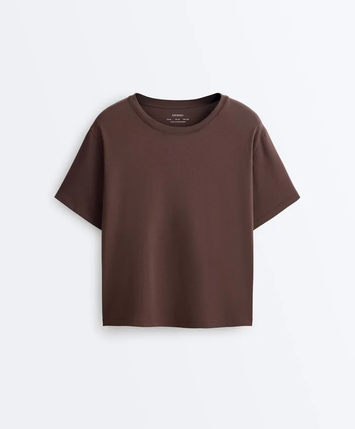 Tricou drept, cu mâneci scurte, din amestec de bumbac Tricou drept, cu mâneci scurte, din amestec de bumbac
