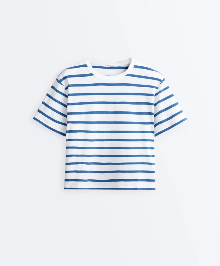 Tricou drept, cu mâneci scurte, din amestec de bumbac Tricou drept, cu mâneci scurte, din amestec de bumbac