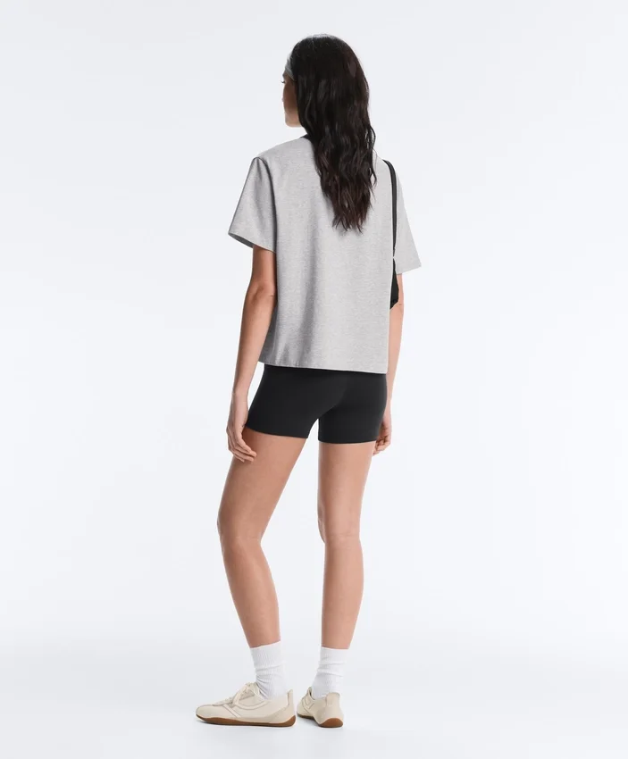 Tricou drept, cu mâneci scurte, din amestec de bumbac Tricou drept, cu mâneci scurte, din amestec de bumbac