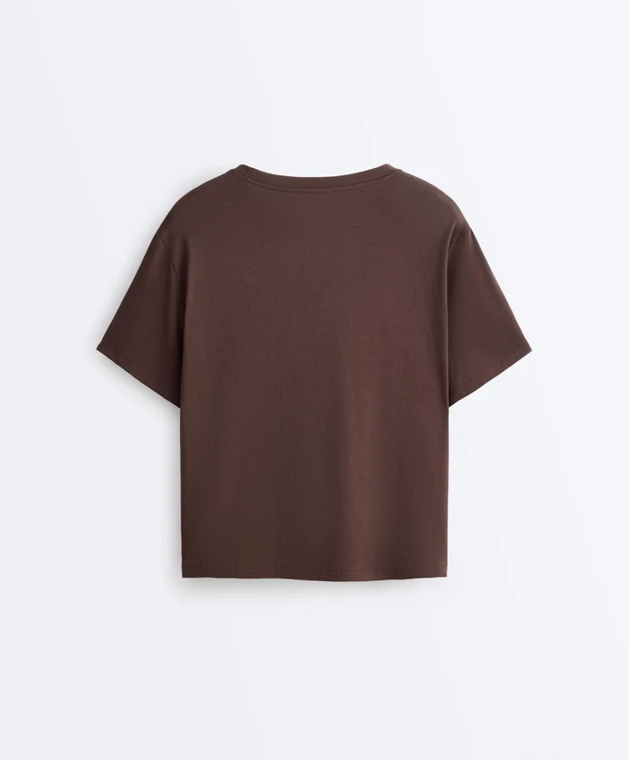 Tricou drept, cu mâneci scurte, din amestec de bumbac Tricou drept, cu mâneci scurte, din amestec de bumbac