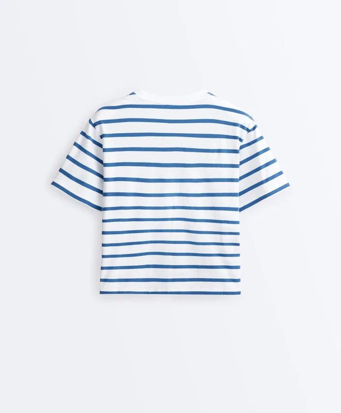 Tricou drept, cu mâneci scurte, din amestec de bumbac Tricou drept, cu mâneci scurte, din amestec de bumbac