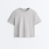 Tricou drept, cu mâneci scurte, din amestec de bumbac Tricou drept, cu mâneci scurte, din amestec de bumbac