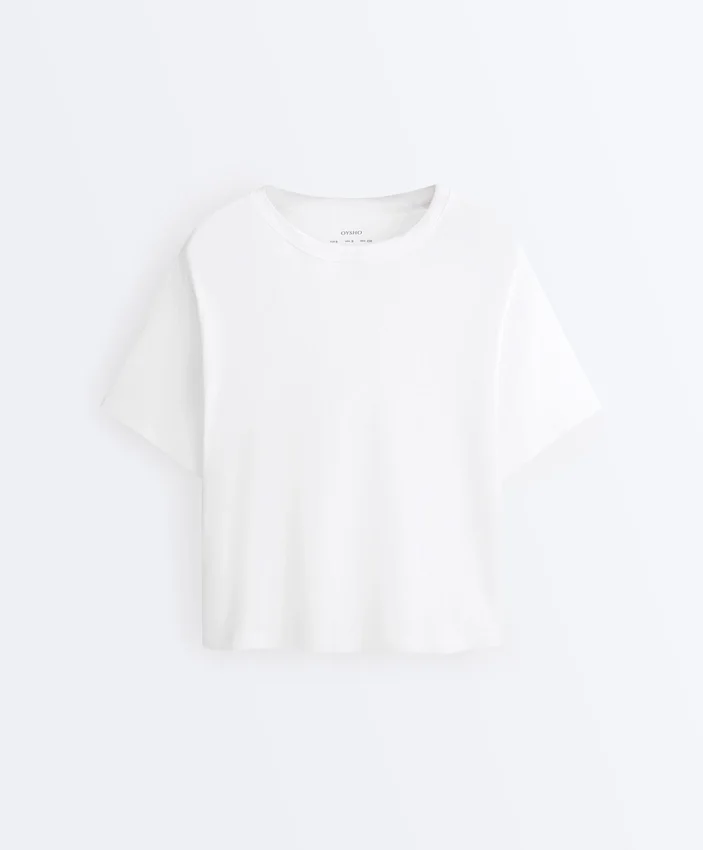 Tricou drept, cu mâneci scurte, din amestec de bumbac Tricou drept, cu mâneci scurte, din amestec de bumbac