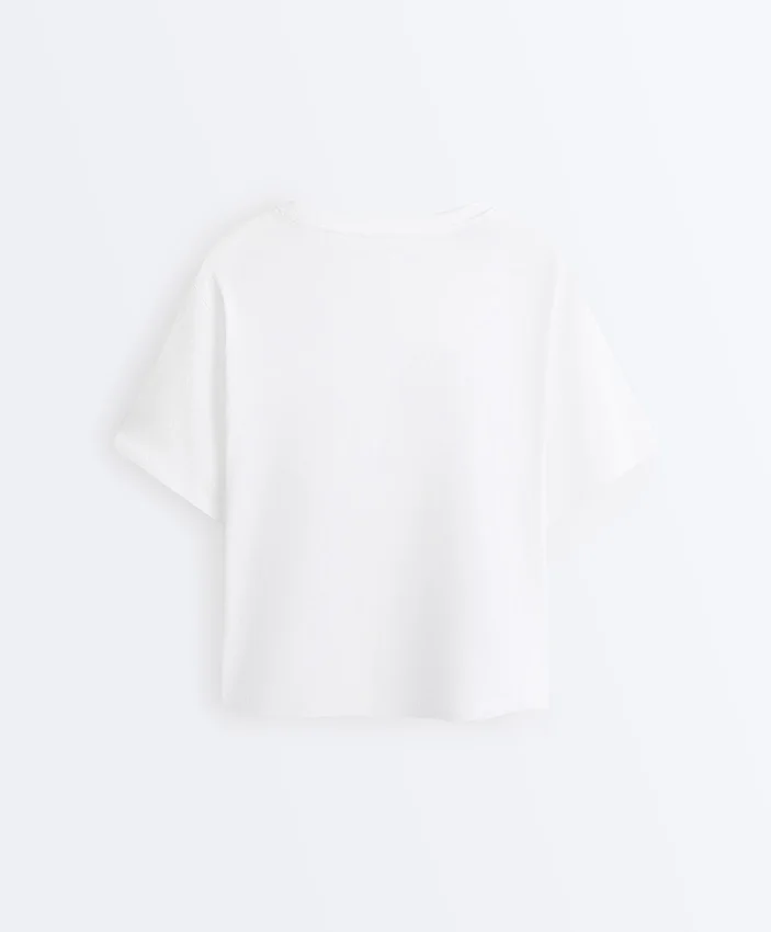 Tricou drept, cu mâneci scurte, din amestec de bumbac Tricou drept, cu mâneci scurte, din amestec de bumbac