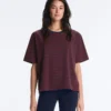 Tricou drept, cu mâneci scurte, din amestec de bumbac, cu dungi Tricou drept, cu mâneci scurte, din amestec de bumbac, cu dungi