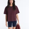 Tricou drept, cu mâneci scurte, din amestec de bumbac, cu dungi Tricou drept, cu mâneci scurte, din amestec de bumbac, cu dungi