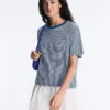 Tricou drept, cu mâneci scurte, din amestec de bumbac, cu dungi Tricou drept, cu mâneci scurte, din amestec de bumbac, cu dungi