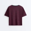 Tricou drept, cu mâneci scurte, din amestec de bumbac, cu dungi Tricou drept, cu mâneci scurte, din amestec de bumbac, cu dungi
