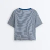 Tricou drept, cu mâneci scurte, din amestec de bumbac, cu dungi Tricou drept, cu mâneci scurte, din amestec de bumbac, cu dungi