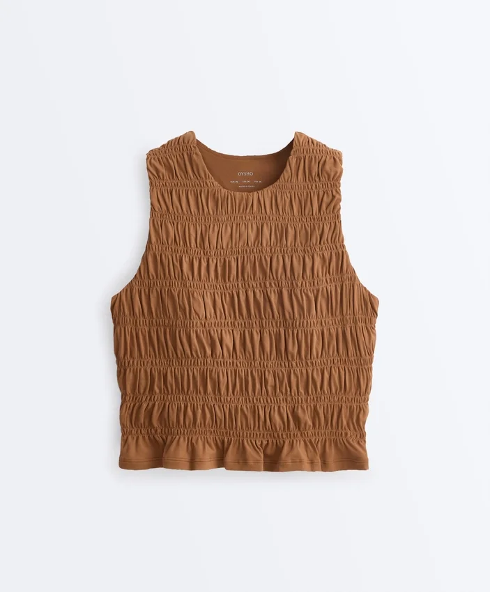 Tricou fără mâneci Comfortlux cu croi smock Tricou fără mâneci Comfortlux cu croi smock