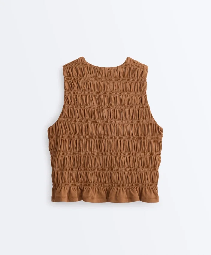 Tricou fără mâneci Comfortlux cu croi smock Tricou fără mâneci Comfortlux cu croi smock