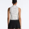 Tricou fără mâneci cu jumătate de fermoar și dungi