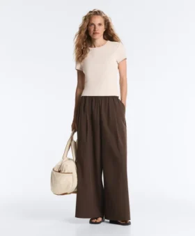 Tricou mulat cu mâneci scurte din material cu nervuri din modal pentru pantaloni scurți