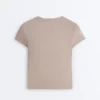 Tricou mulat cu mâneci scurte din material cu nervuri din modal pentru pantaloni scurți Tricou mulat cu mâneci scurte din material cu nervuri din modal pentru pantaloni scurți