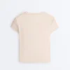 Tricou mulat cu mâneci scurte din material cu nervuri din modal pentru pantaloni scurți Tricou mulat cu mâneci scurte din material cu nervuri din modal pentru pantaloni scurți
