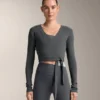 Tricou înfășurat din bumbac amestecat cu nervuri Tricou înfășurat din bumbac amestecat cu nervuri