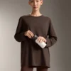 Tricou oversize cu mâneci lungi din amestec de bumbac
