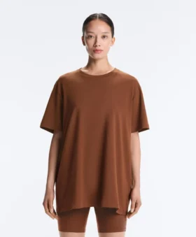 Tricou oversize din amestec de bumbac, cu mâneci scurte