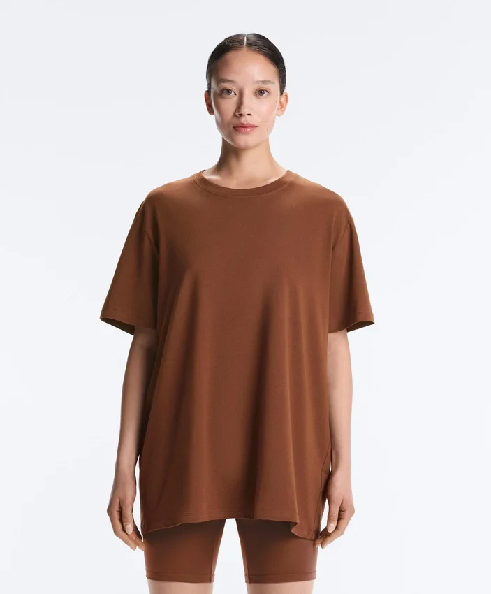 Tricou oversize din amestec de bumbac, cu mâneci scurte Tricou oversize din amestec de bumbac, cu mâneci scurte