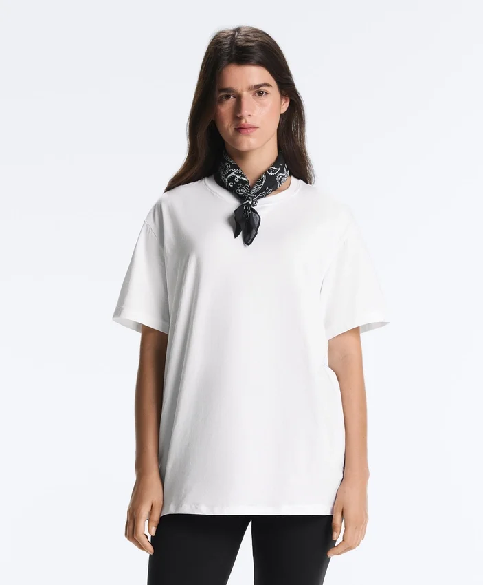 Tricou oversize din amestec de bumbac, cu mâneci scurte Tricou oversize din amestec de bumbac, cu mâneci scurte