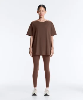 Tricou oversize din amestec de bumbac, cu mâneci scurte