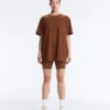 Tricou oversize din amestec de bumbac, cu mâneci scurte Tricou oversize din amestec de bumbac, cu mâneci scurte