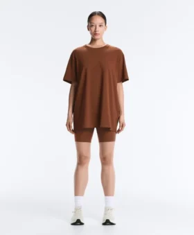 Tricou oversize din amestec de bumbac, cu mâneci scurte