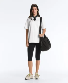 Tricou oversize din amestec de bumbac, cu mâneci scurte
