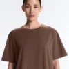 Tricou oversize din amestec de bumbac, cu mâneci scurte Tricou oversize din amestec de bumbac, cu mâneci scurte