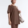 Tricou oversize din amestec de bumbac, cu mâneci scurte Tricou oversize din amestec de bumbac, cu mâneci scurte