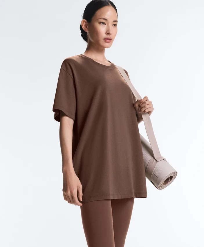 Tricou oversize din amestec de bumbac, cu mâneci scurte Tricou oversize din amestec de bumbac, cu mâneci scurte