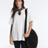 Tricou oversize din amestec de bumbac, cu mâneci scurte Tricou oversize din amestec de bumbac, cu mâneci scurte