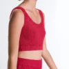 Tricou scurt din tricot spălat, cu bretele împletite Tricou scurt din tricot spălat, cu bretele împletite