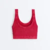 Tricou scurt din tricot spălat, cu bretele împletite Tricou scurt din tricot spălat, cu bretele împletite