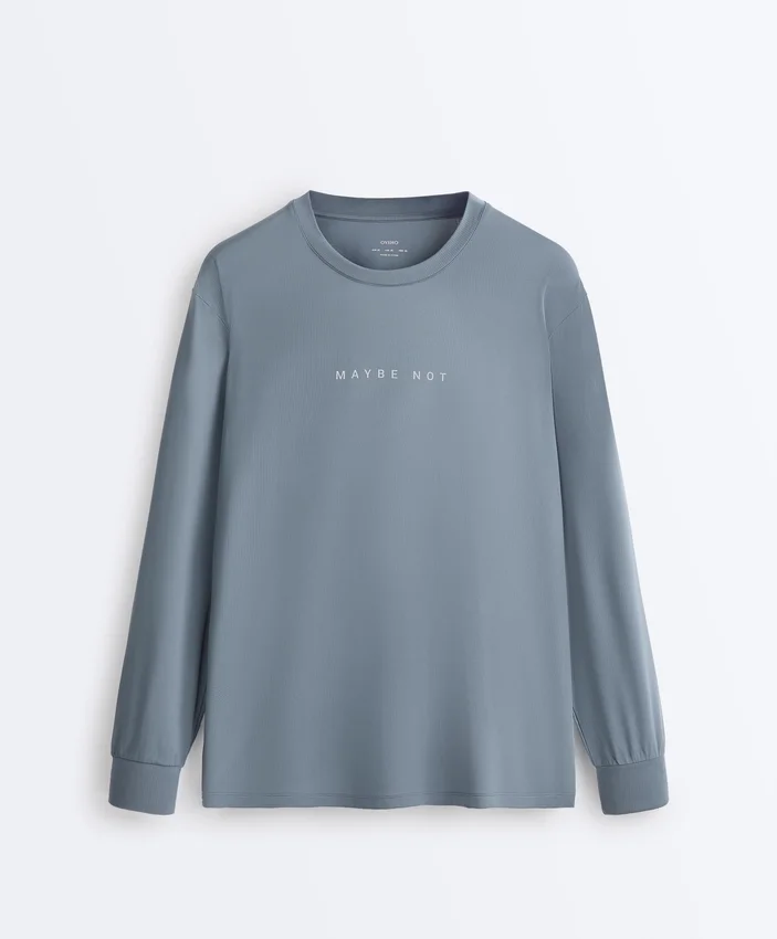 Tricou tehnic cu mâneci lungi și text Tricou tehnic cu mâneci lungi și text