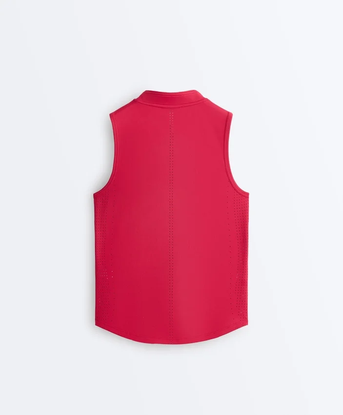 Tricou tehnic fără mâneci, cu jumătate de fermoar Tricou tehnic fără mâneci, cu jumătate de fermoar
