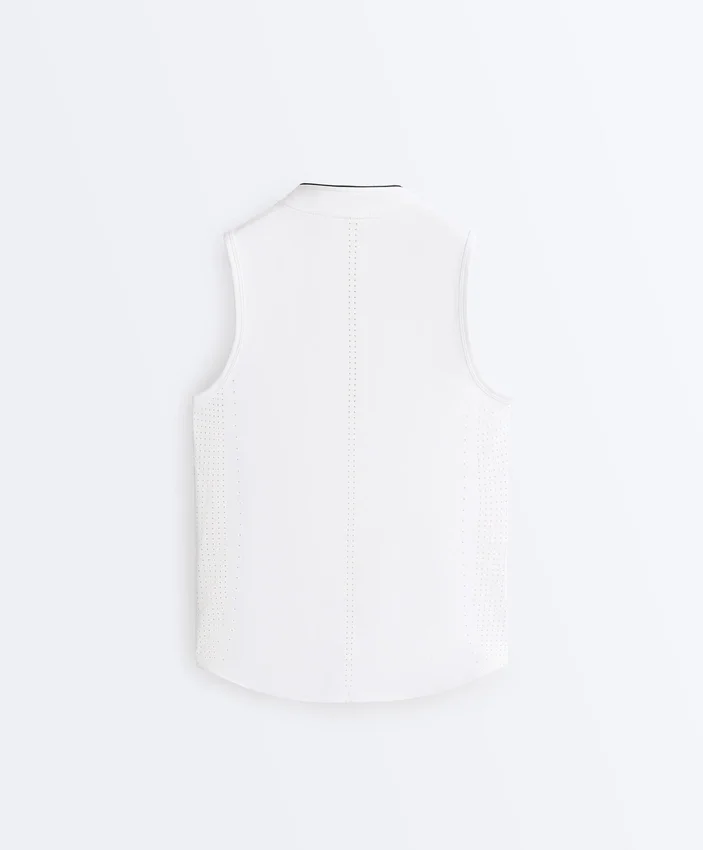 Tricou tehnic fără mâneci, cu jumătate de fermoar Tricou tehnic fără mâneci, cu jumătate de fermoar