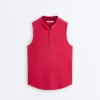 Tricou tehnic fără mâneci, cu jumătate de fermoar Tricou tehnic fără mâneci, cu jumătate de fermoar