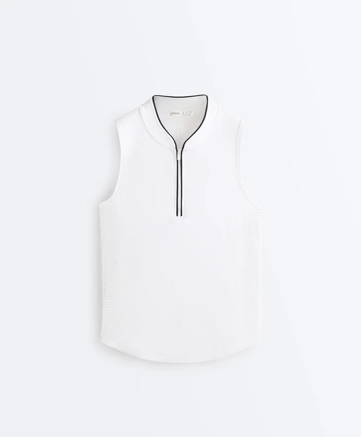 Tricou tehnic fără mâneci, cu jumătate de fermoar Tricou tehnic fără mâneci, cu jumătate de fermoar