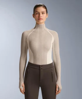 Tricou termic de bază cu tricotaj cu nervuri în culori contrastante